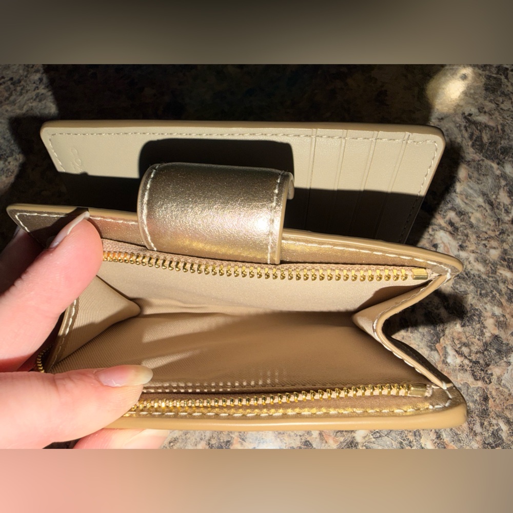 Coach Medium Corner Zip Metallic Champagne Wallet - Picture 5 of 5